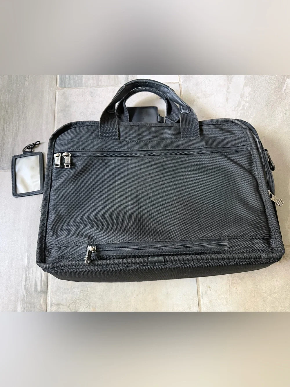 Tumi Large Black Canvas Travel Business Briefcase Lap Top Tote Bag
